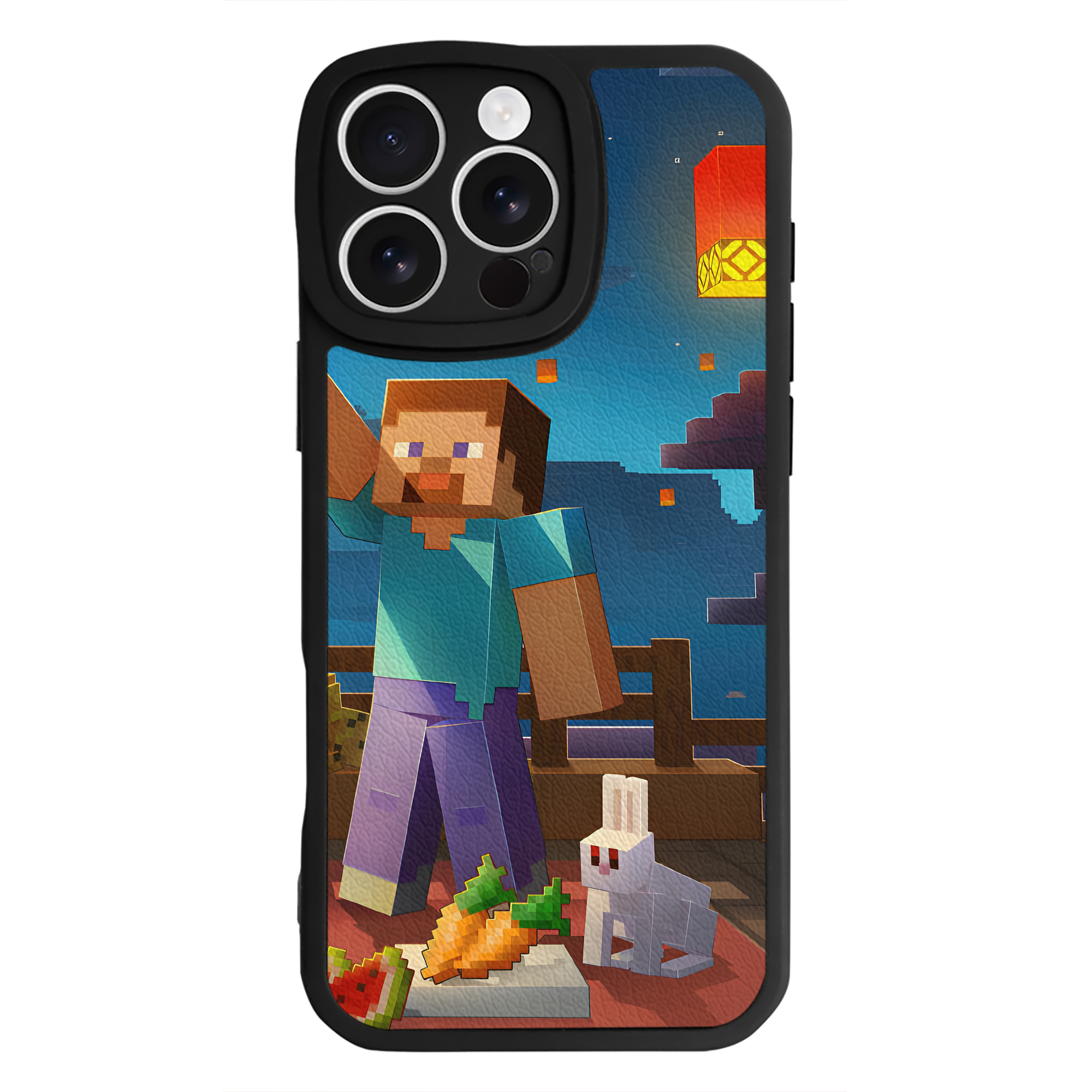 （画像用） マインクラフト ブロックの世界 Minecraft MC Block world 【iPhone 16シリーズ対応】シリコンスマホケース（レザー調） 材質：シリコン